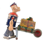 "POPEYE & BAGGAGE" TIN WIND-UP WITH BOX.