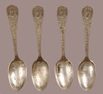 "1492-1893 WORLD'S FAIR" FOUR SOUVENIR SPOONS.