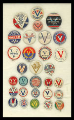 WORLD WAR II "V FOR VICTORY" BUTTON VARIATIONS.