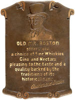 "OLD MR. BOSTON" LIQUOR AUTHORIZED DEALER BRONZE WALL PLAQUE.