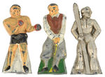 TRIO OF SPORTING THEME FIGURAL PENCIL SHARPENERS FROM THE 1930s.