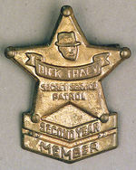 "DICK TRACY SECOND YEAR MEMBER" BRASS BADGE.