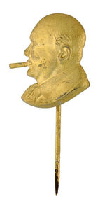 CHURCHILL WITH CIGAR BRASS LUSTER STICKPIN.