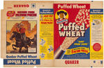 QUAKER "PUFFED WHEAT" CEREAL BOX FLAT LOT WITH "WESTERN STARS PICTURE PUZZLE BACKS.