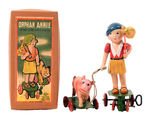 RARE LITTLE ORPHAN ANNIE AND SANDY CELLULOID WINDUP WITH REPRODUCTION BOX.