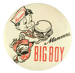 "MANNER'S BIG BOY" 3.5" EMPLOYEES BUTTON CIRCA 1952.