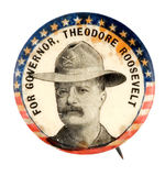 TR AS ROUGH RIDER RARE DESIGN 1898 NY GOVERNOR BUTTON.