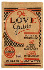 “THE LOVE GUIDE DIRECTED BY MAE WEST”MULTI COMIC STRIP CHARACTER 16-PAGER FROM 1930s.