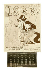 "WHO'S AFRAID OF THE BIG BAD WOLF 1933" CALENDAR.