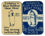 “CUDAHY’S BLUE RIBBON MEAT MEAL” PAIR OF CELLO AND WHETSTONE KNIFE SHARPENERS.