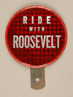 "RIDE WITH ROOSEVELT" REFLECTIVE CAR LICENSE.