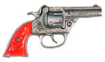 "BULLS EYE" SILVER PAINTED CAP GUN BY KENTON.