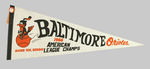 BALTIMORE ORIOLES 1966 AMERICAN LEAGUE CHAMPIONS PENNANTS.