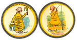 YELLOW KID PAIR OF EASEL BACK BUTTONS.