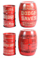 "DODGE SAVES UP TO SIX BARRELS A GAS A YEAR" BARREL BANKS.