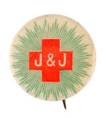 LIKELY FIRST ADVERTISING BUTTON FOR JOHNSON & JOHNSON FROM 1898-99.