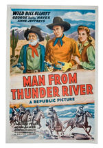 "THE MAN FROM THUNDER RIVER" LINEN-MOUNTED MOVIE POSTER.