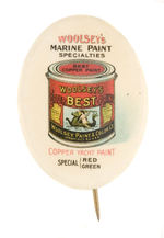 "WOOLSEY'S MARINE PAINT" RARE OVAL BUTTON FROM HAKE COLLECTION & CPB.