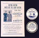 ABBOTT & COSTELLO 1939 WORLD'S FAIR BUTTON W/FLYER.