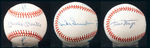 MICKEY MANTLE/WILLY MAYS/DUKE SNYDER AUTOGRAPHED BASEBALL.