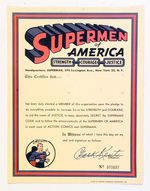 SUPERMAN "SUPERMEN OF AMERICA" CLUB CERTIFICATE LAST VERSION.