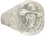 HOPALONG CASSIDY RING PAIR ONE IN STANDARD SILVER AND ONE IN RARE COPPER LUSTER FINISH.