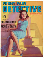 "FRONT PAGE DETECTIVE" MAGAZINE FRONT COVER WITH MATCHING COVER ARTIST'S MODEL PHOTO.