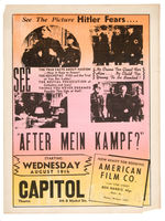 WWII "AFTER MEIN KAMPF?" MOVIE HERALD WITH HITLER WANTED POSTER.