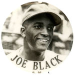 1950s JOE BLACK PM10 REAL PHOTO STADIUM BUTTON.