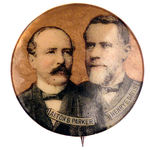 PARKER/DAVIS COLOR PORTRAITS ON GOLD JUGATE 1904 BUTTON.