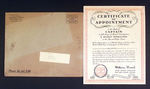 MELVIN PURVIS "CERTIFICATE OF APPOINTMENT" WITH ENVELOPE.