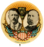 ROOSEVELT, FAIRBANKS AND  CALIFORNIA BEAR SCARCE TRIGATE BUTTON.