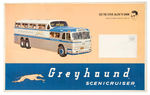 "GREYHOUND SCENICRUISER" PUNCHOUT BUS W/ORIGINAL ENVELOPE STEVE ALLEN SHOW SPONSOR PREMIUM