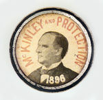 MC KINLEY RARE 1896 DATED LAPEL STUD.
