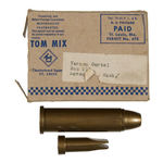 "TOM MIX GOLDEN PLASTIC BULLET TELESCOPE"/BIRD CALL BOXED.