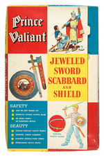 PRINCE VALIANT JEWELED SWORD, SCABBARD AND SHIELD BOXED SET.