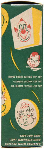 "IT'S HOWDY DOODY TIME SUCTION CUP TOY" BABY RATTLE/SQUEAK TOY BOXED TRIO.