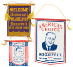 FDR AND 1936 CONVENTION TRIO OF SMALL FABRIC BANNERS.