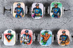CAPTAIN ACTION AND CHARACTERS GROUP OF 7 FLASHER RINGS.
