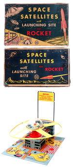 "MARX SPACE SATELLITES WITH LAUNCHING SIGHT AND ROCKET" BOXED TOY.