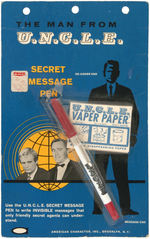 "THE MAN FROM U.N.C.L.E. SECRET MESSAGE PEN & U.N.C.L.E. VAPER PAPER" CARDED SET.