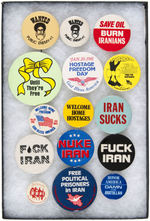 IRAN HOSTAGE CRISIS COLLECTION OF 15 YELLOW RIBBON AND ANTI IRAN BUTTONS FROM THE LEVIN COLLECTION.