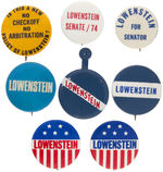 ALLARD LOWENSTEIN 1974 SENATE BUTTONS AND POSSIBLE A.D.A. 1971 BUTTON FROM THE LEVIN COLLECTION.