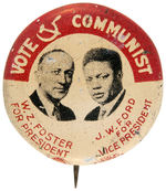 FOSTER/FORD 1932 COMMUNIST PARTY LITHO JUGATE BUTTON.