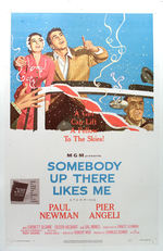 "SOMEBODY UP THERE LIKES ME" LINEN-MOUNTED POSTER.