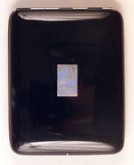 "1933 A CENTURY OF PROGRESS CHICAGO" BLACK LACQUERED METAL CIGARETTE CASE.