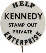 ANTI-JOHN KENNEDY BUTTON ISSUED IN 1962 AFTER STEEL INDUSTRY CONTROVERSY.