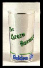 "THE GREEN HORNET/MIKE AXFORD" DAIRY GLASS."