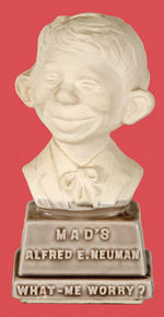 "MAD'S ALFRED E. NEUMAN WHAT-ME-WORRY?" LARGEST SIZE CERAMIC BUST.