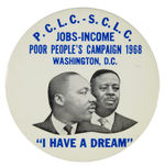 KING/ABERNATHY 3.5” JUGATE FOR “POOR PEOPLE’S CAMPAIGN 1968 WASHINGTON D.C.”